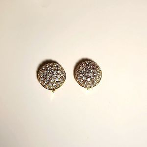 Goldtone faux diamond round dome vintage clip on earrings